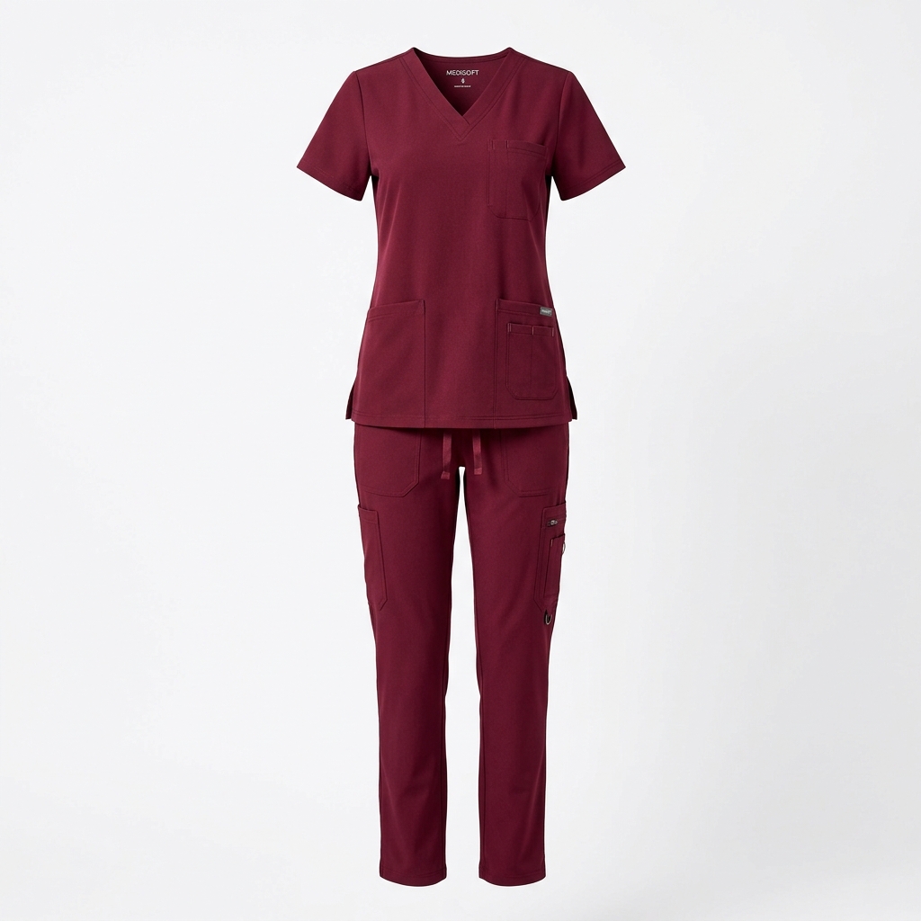 Classic Women's V-Neck Wine Scrub